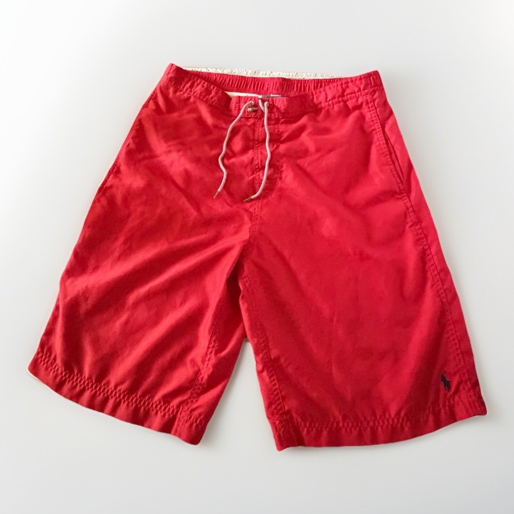 Polo Ralph Lauren‎ Swim Trunks Boys X- Large 20 Red Solid Mesh Lined Drawstring